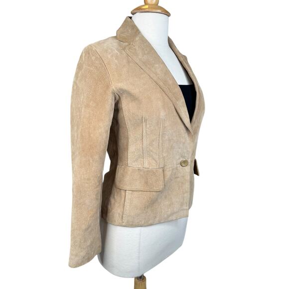 Colebrook Classics Genuine Leather Suede Camel Tan Collared Jacket Size Small - Picture 6 of 16